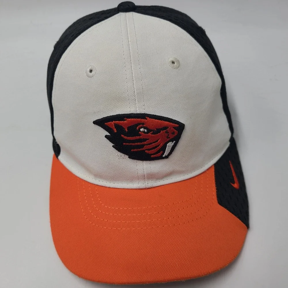 Youth Oregon State Beavers Hat Fitted Mesh Nike White Orange Black NCAA Dri-Fit